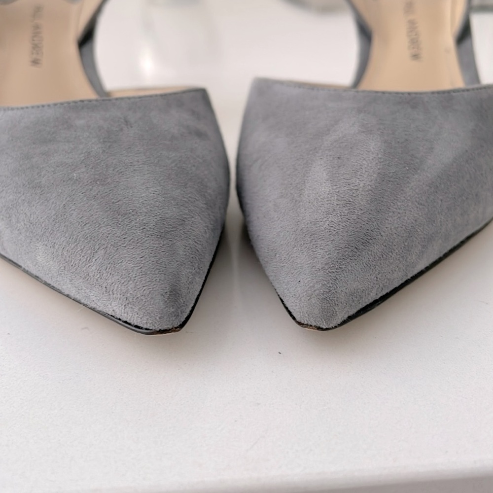 Paul Andrew Light Grey Suede Kitten heel Slingback - Picture 9 of 16
